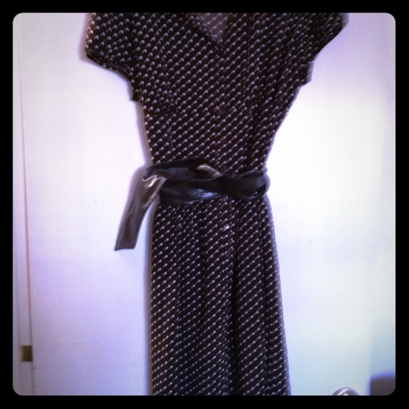 Dress brown with polka dots - Picture 1 of 4